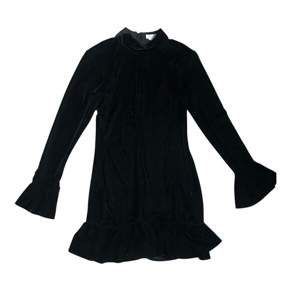 Lovers + Friends Velvet Long Sleeve Simone Ruffle‎ Cocktail Party Mini Dress M - Picture 9 of 10